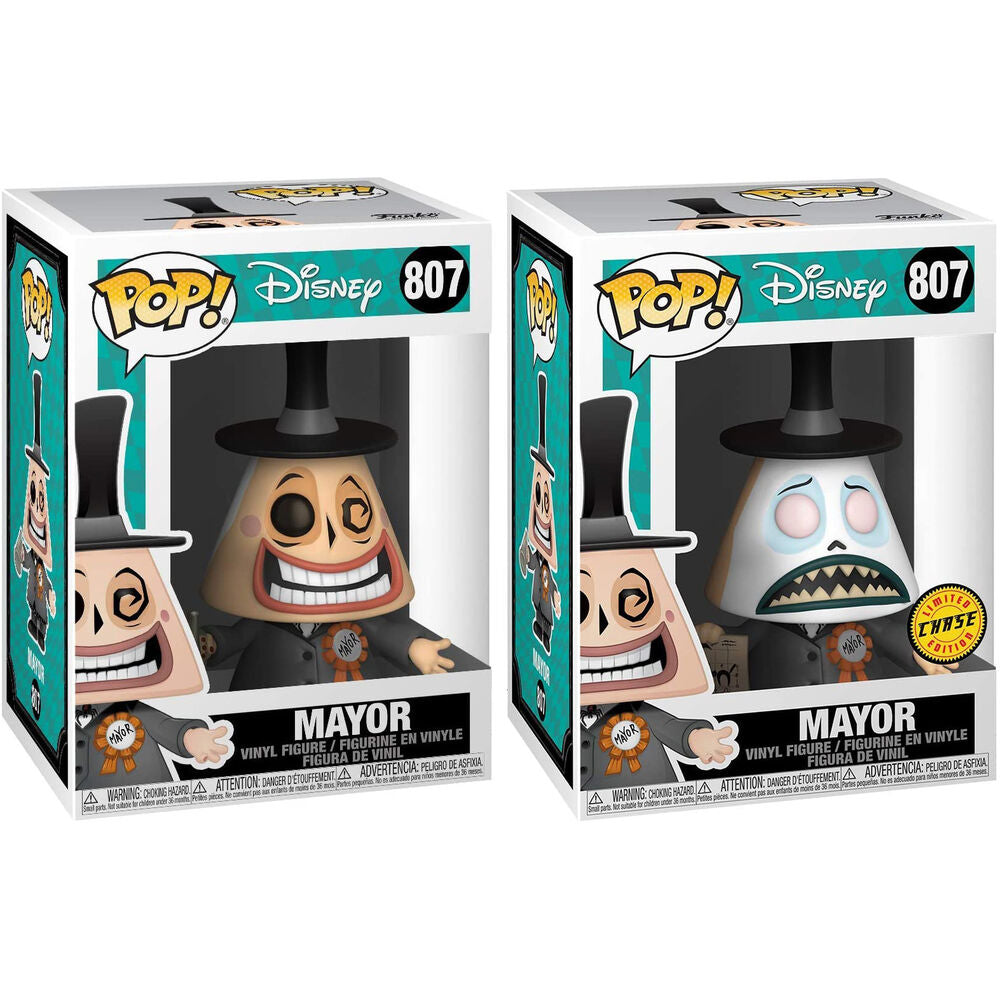 Photo de la figurine Funko POP Mayor avec mégaphone posée hors de sa boîte, mettant en valeur les détails vinyle.