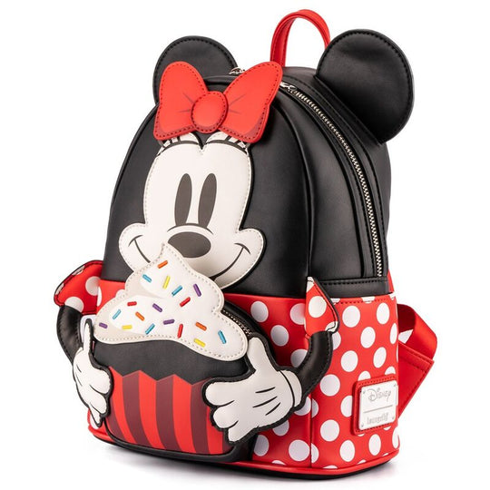 Détail du design cupcake et Minnie Mouse sur le sac à dos Loungefly