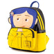 Image détaillée du sac à dos Loungefly Laika Coraline Worlds montrant la texture et les coutures fines