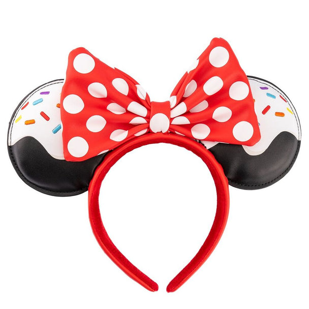 Serre-tête Loungefly Disney Minnie Mouse avec motif cupcake coloré sur fond blanc