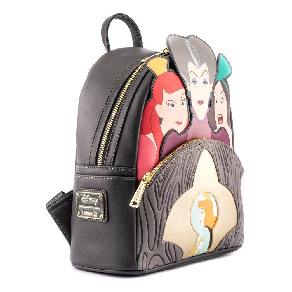 Vue latérale du sac à dos Loungefly Disney illustrant la profondeur et la qualité des matériaux