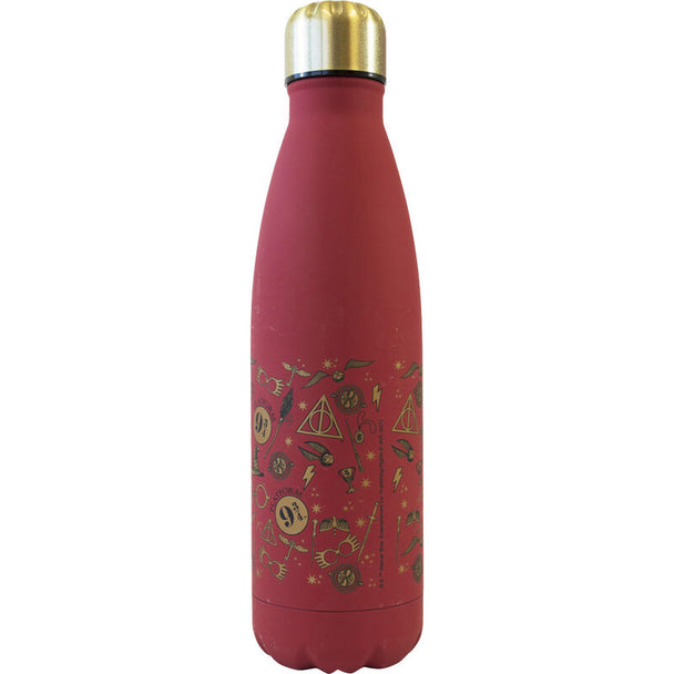 Gourde Harry Potter Hogwarts en acier inoxydable de 500ml avec logo officiel Warner Bros visible sur fond blanc