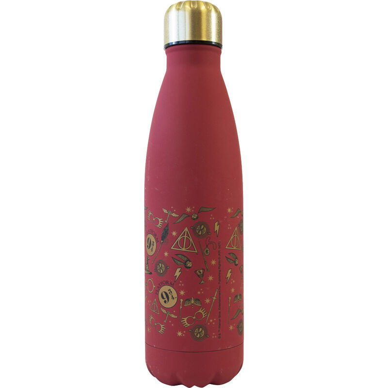 Gourde Harry Potter Hogwarts en acier inoxydable de 500ml avec logo officiel Warner Bros visible sur fond blanc
