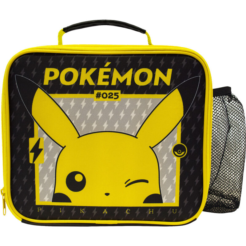 Sac à déjeuner thermique Pokémon Pikachu de couleur jaune avec logo KIDS LICENSING, dimensions 20x23x9 cm.