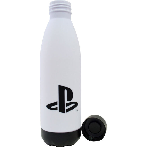 Bouteille PlayStation 650ml en plastique montrant le design et le bouchon sur fond neutre