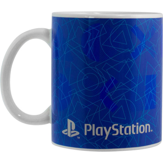 Mug Playstation changeant de couleur sous l'effet de la chaleur avec motifs colorés visibles