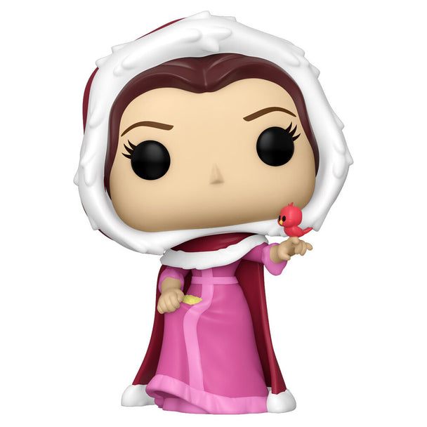 Vue rapprochée de la figurine Funko POP Belle Hiver montrant les détails de la robe et du visage.