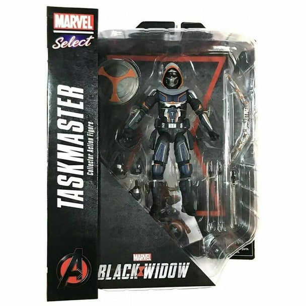 Vue rapprochée de la figurine Marvel Black Widow Taskmaster 18cm montrant les détails précis et les articulations