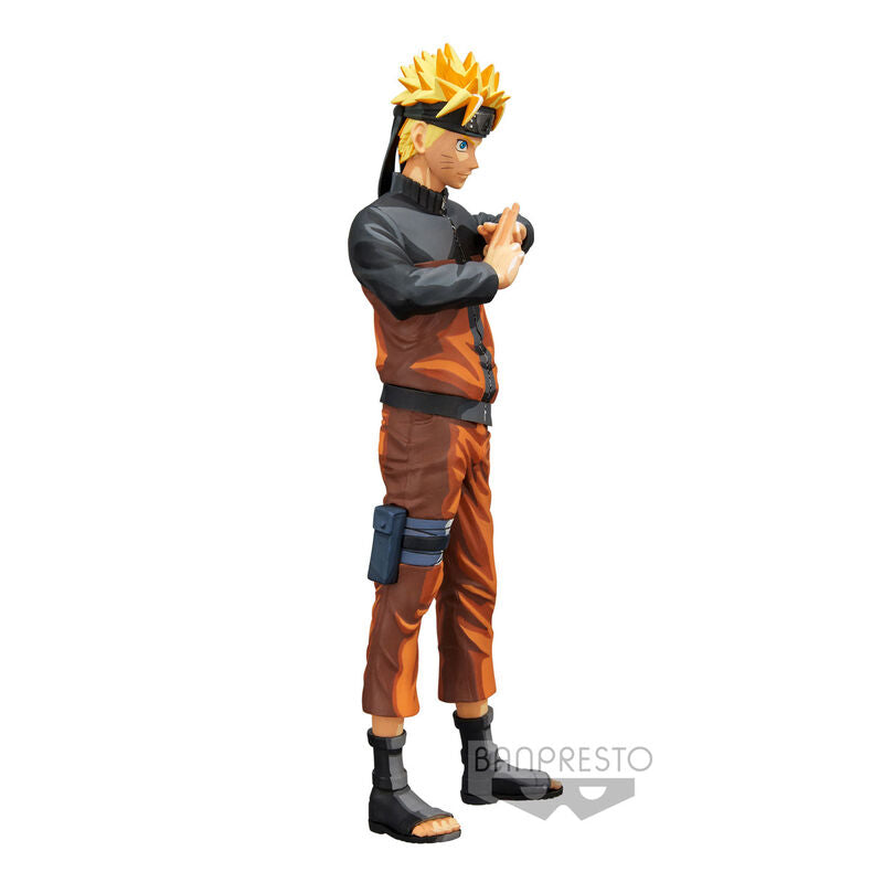 Zoom sur les finitions et les couleurs vives de la figurine Naruto Uzumaki Grandista Nero