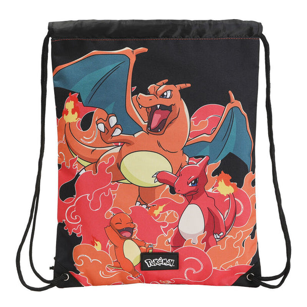 Sac de sport Pokémon Charmander Evolution vue de face, dimensions 34x42 cm, design coloré et attrayant