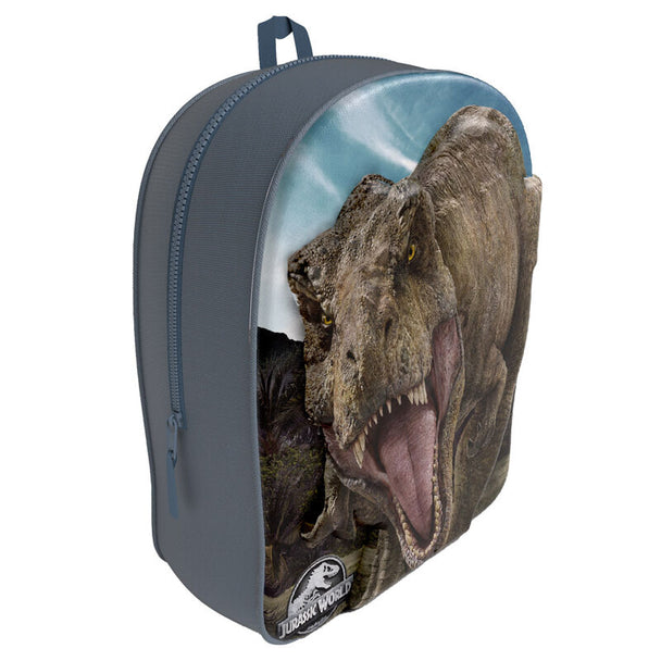 Sac à dos Jurassic World 3D de 30 cm avec design de dinosaure en relief, vue de face