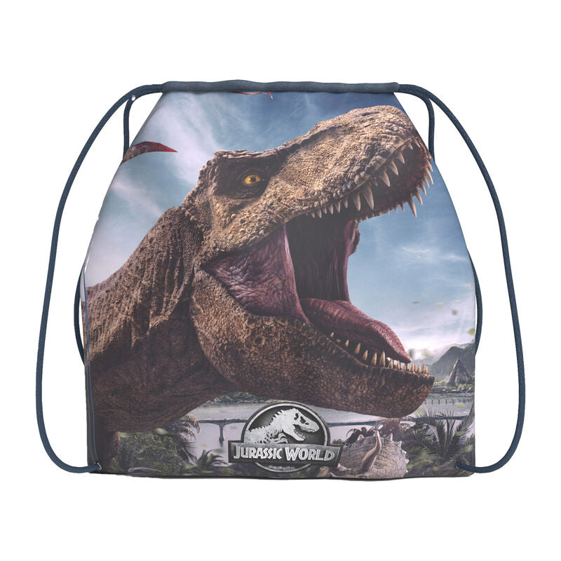 Sac de sport Jurassic World 22cm avec design officiel, dimensions compactes et couleur bleue, parfait pour enfants et fans.