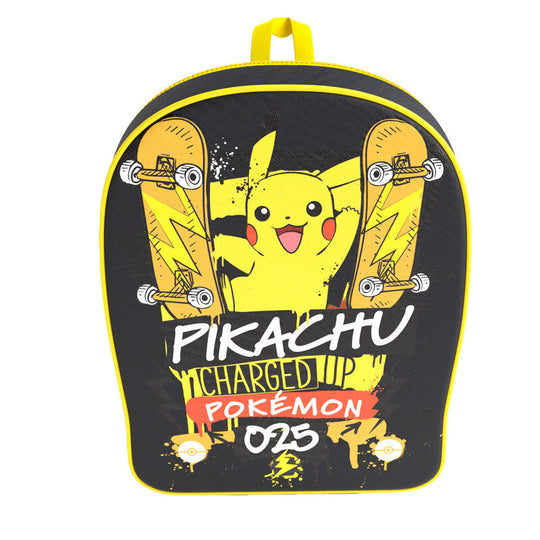 Sac à dos Pokémon Pikachu 30cm de couleur jaune vif avec logo officiel, idéal pour enfants et fans.
