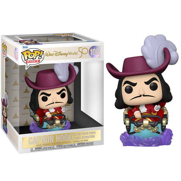 Figurine POP FUNKO Captain Hook de face, édition Disney World 50e anniversaire avec détails colorés
