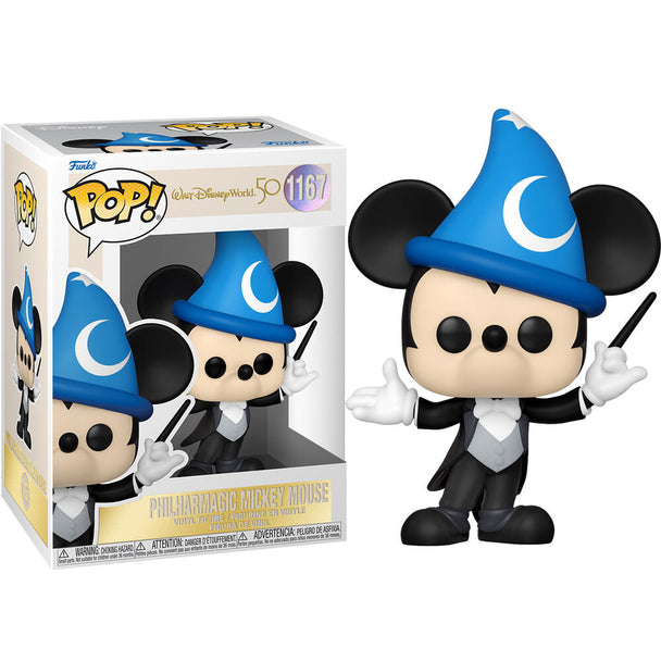 Figurine Funko POP Mickey Philharmagic en vinyle de 9 cm dans sa boîte cadeau avec fenêtre, édition Disney World 50e anniversaire.