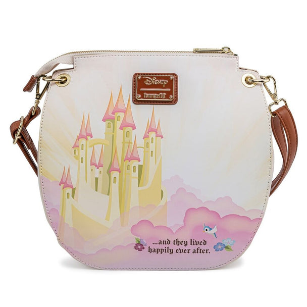 Zoom sur les finitions du sac Loungefly Disney montrant les textures et les couleurs vives