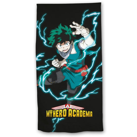 Serviette de plage My Hero Academia BONES en coton 140x70cm avec un design coloré et vibrant.