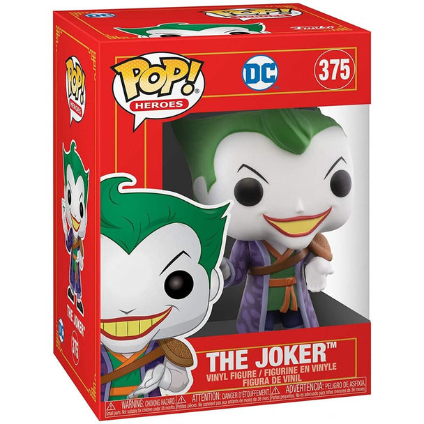Vue rapprochée de la figurine Funko POP Joker Imperial Palace montrant les détails colorés et le packaging