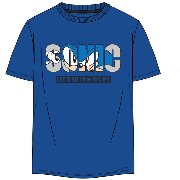 T-shirt adulte Sonic The Hedgehog 100% coton, design officiel DIFUZED, disponible en plusieurs tailles.
