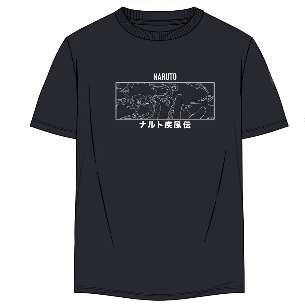 T-shirt adulte Naruto Shippuden DIFUZED en coton blanc avec logo et motifs de l'anime, disponible en plusieurs tailles.