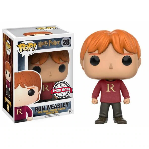 Vue détaillée de la figurine Ron Weasley Funko POP exclusive montrant le design et les couleurs vives