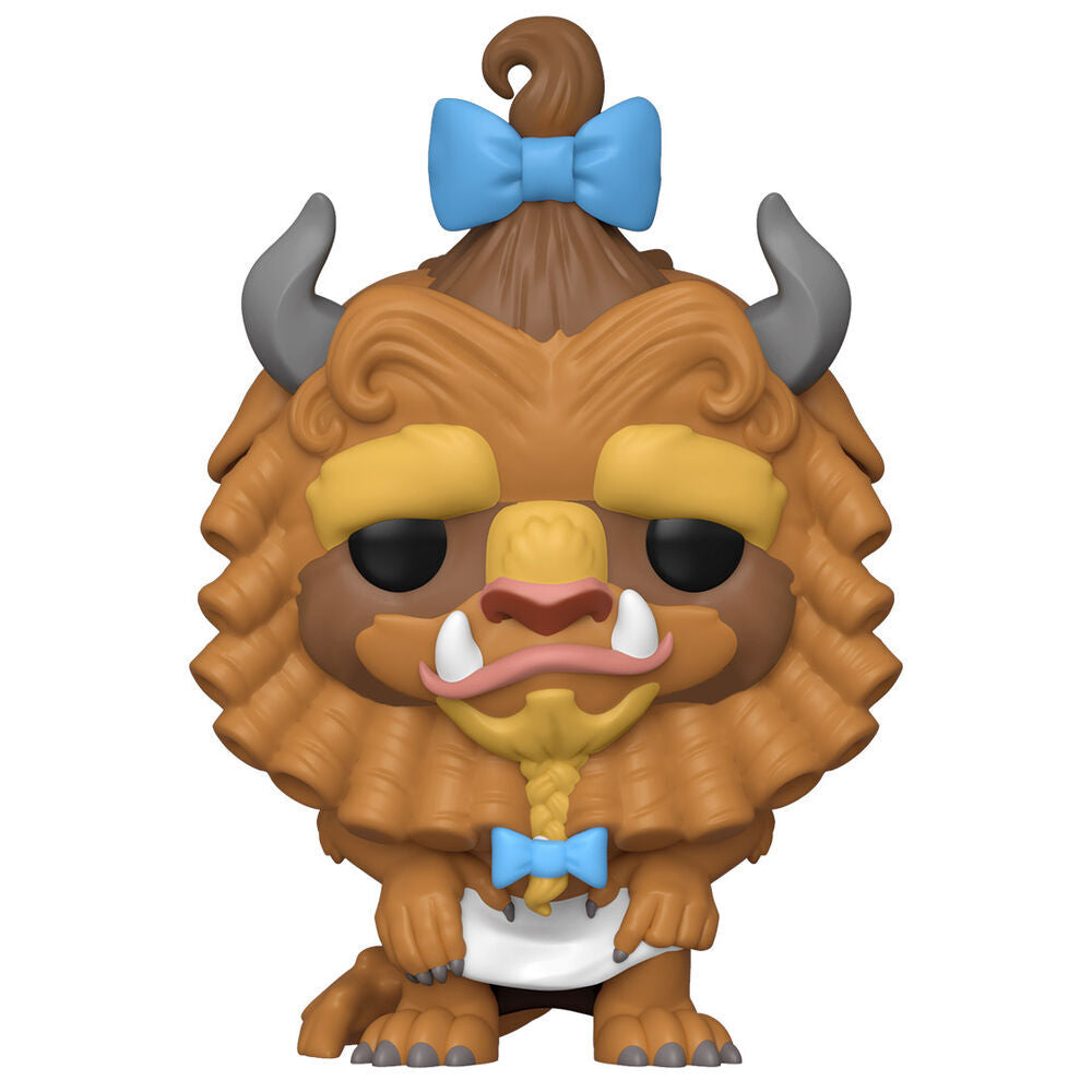 Vue rapprochée de la figurine Funko POP Bête aux boucles montrant les détails du visage et des cheveux bouclés.