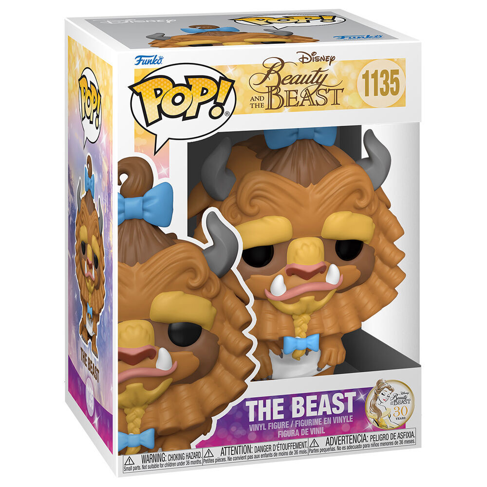 Emballage fenêtre cadeau de la figurine Funko POP Disney La Belle et la Bête - Bête avec boucles, prêt à offrir.