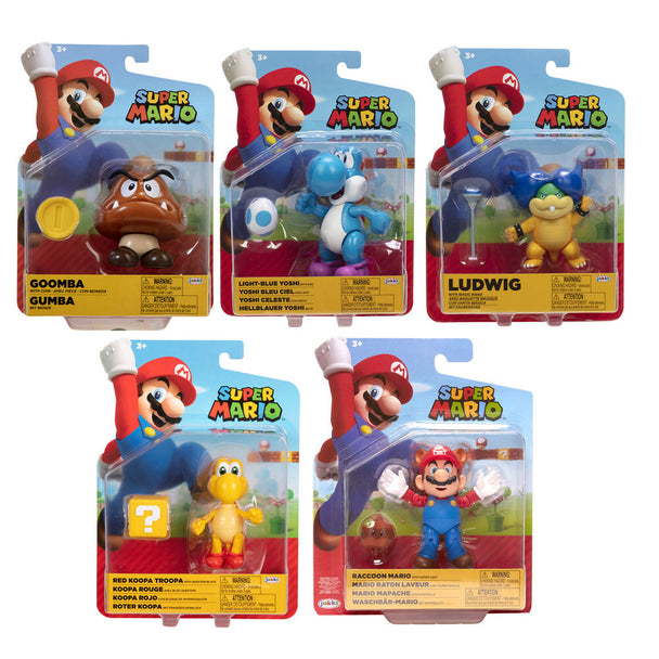 Figurine Super Mario 10cm posée sur fond blanc, détail des couleurs vives