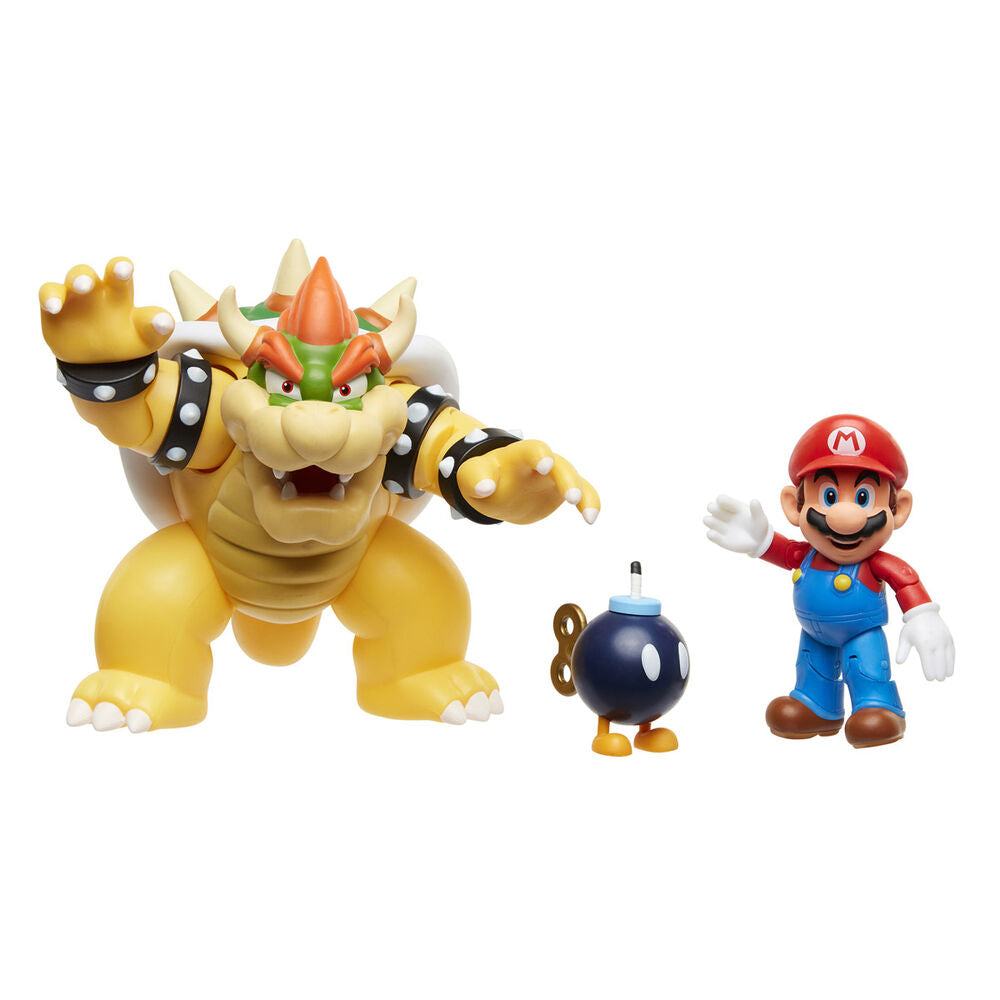 Set spécial Nintendo avec Bowser et Super Mario présentés côte à côte sur un socle de jeu