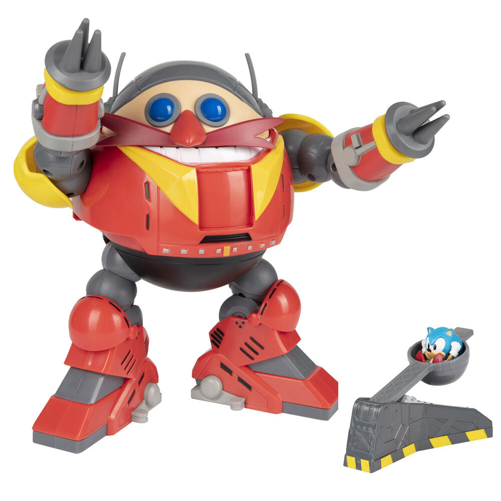 Détail du robot géant Eggman avec ses armes et mécanismes visibles
