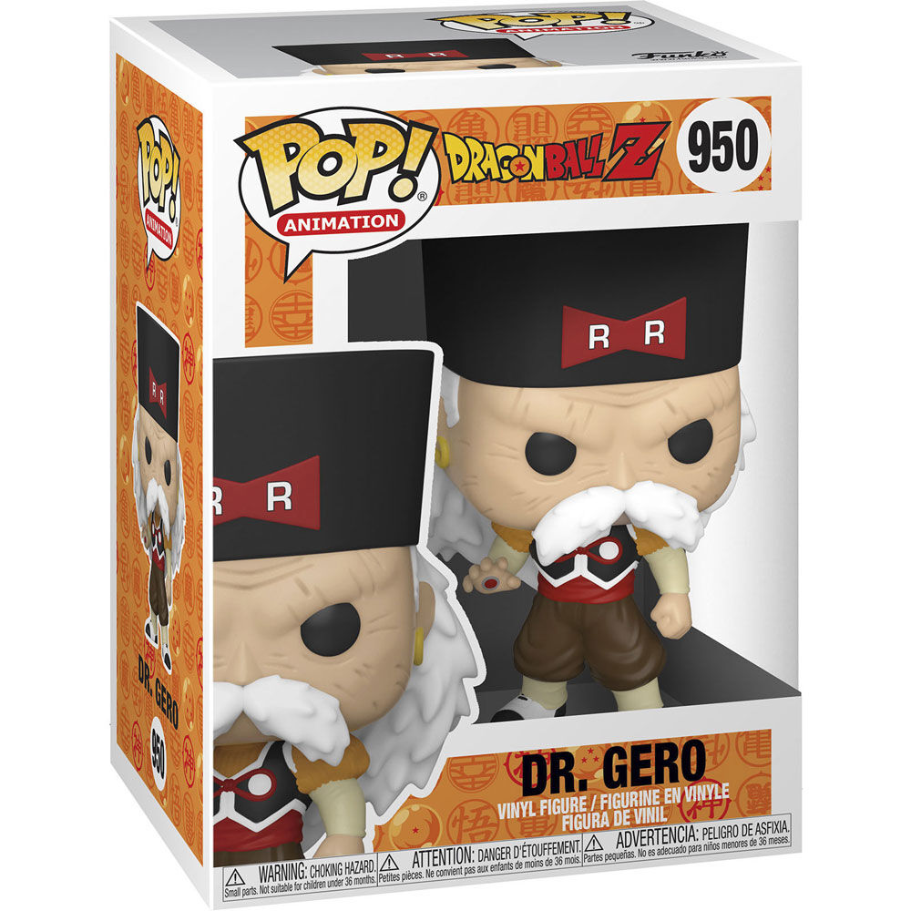 Vue détaillée de la figurine Funko POP Dr. Gero Dragon Ball Z avec ses couleurs vives et son design fidèle au personnage