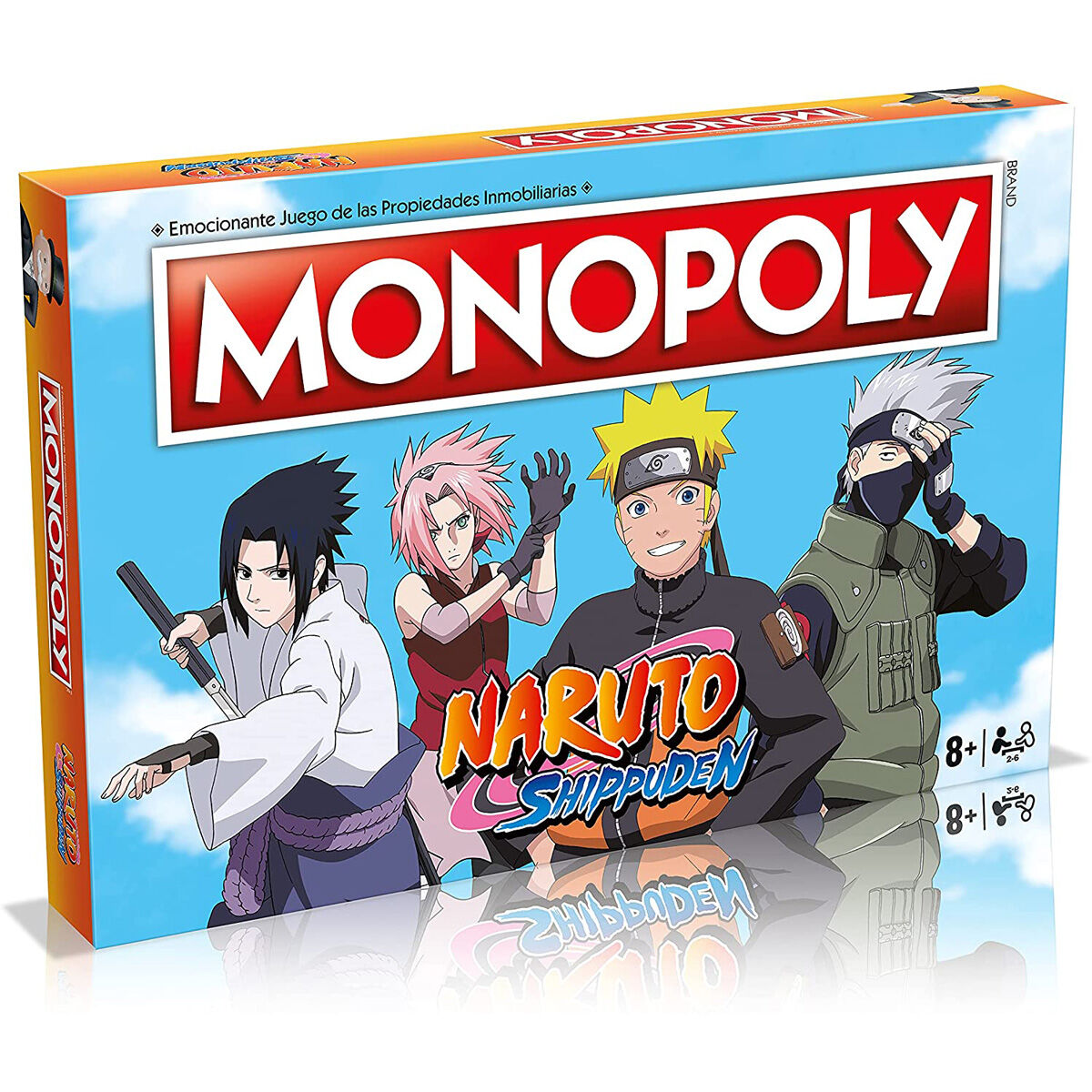 Cartes de propriété du jeu Monopoly Naruto Shippuden en espagnol avec noms et valeurs