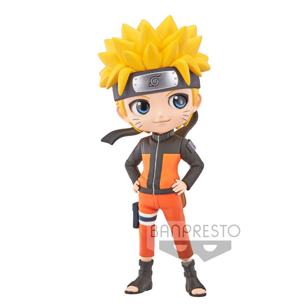 Figurine Naruto Uzumaki Q Posket 14cm de BANPRESTO issue de Naruto Shippuden, vue de face avec détails soignés.