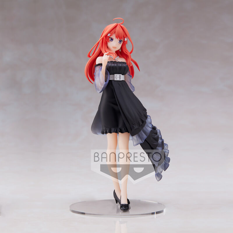 Vue latérale de la figurine Itsuki Nakano avec accessoires et couleurs vives