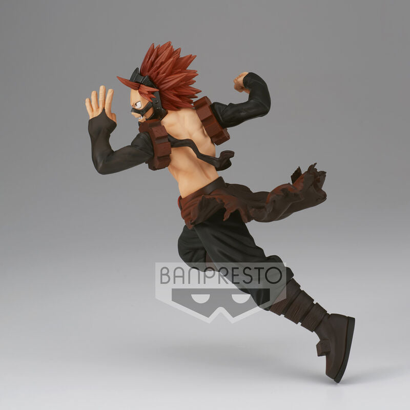 Vue latérale de la figurine Eijiro Kirishima avec ses vêtements rouges caractéristiques