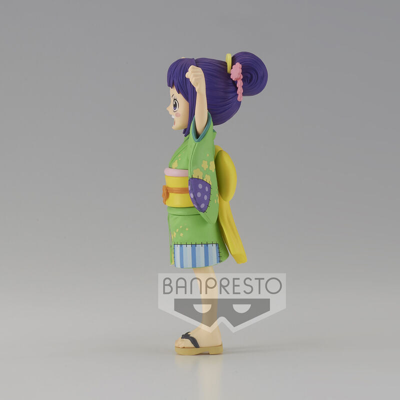 Vue arrière de la figurine Otama montrant les détails du costume et des cheveux