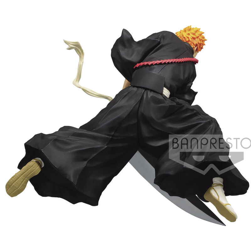 Présentation complète de la figurine Ichigo Kurosaki Bleach 13cm avec posture dynamique
