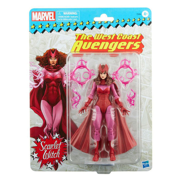 Figurine Scarlet Witch Marvel Legends Retro de face avec détails précis et couleurs vives