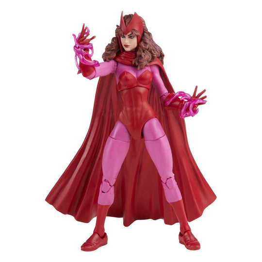 Présentation de la figurine Scarlet Witch posée avec articulation flexible et finition soignée