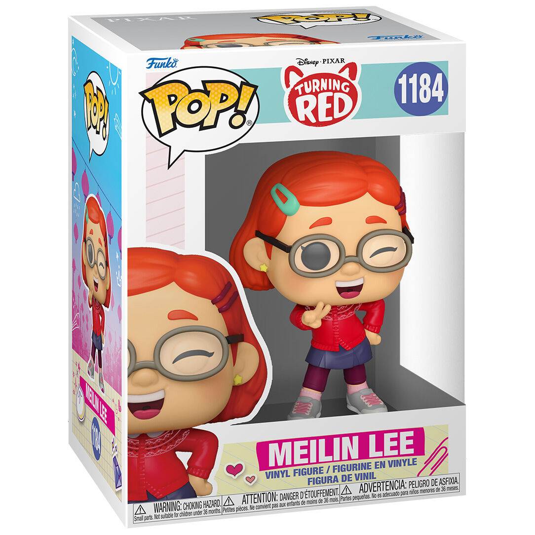 Vue latérale de la boîte Funko POP contenant la figurine Meilin Lee de Turning Red, idéale pour collection