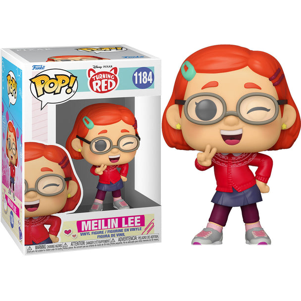 Figurine Funko POP Meilin Lee de Disney Pixar Turning Red vue de face dans sa boîte vitrine transparente