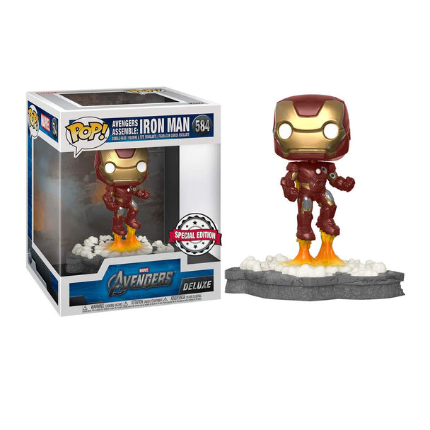 Figurine Funko POP exclusive Iron Man des Avengers Marvel en vinyle dans sa boîte cadeau avec fenêtre.