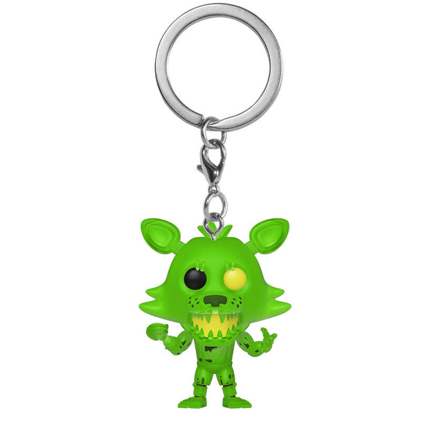 Porte-clés Pocket POP Radioactive Foxy de Five Nights at Freddy's vu de face avec détails colorés et expression menaçante