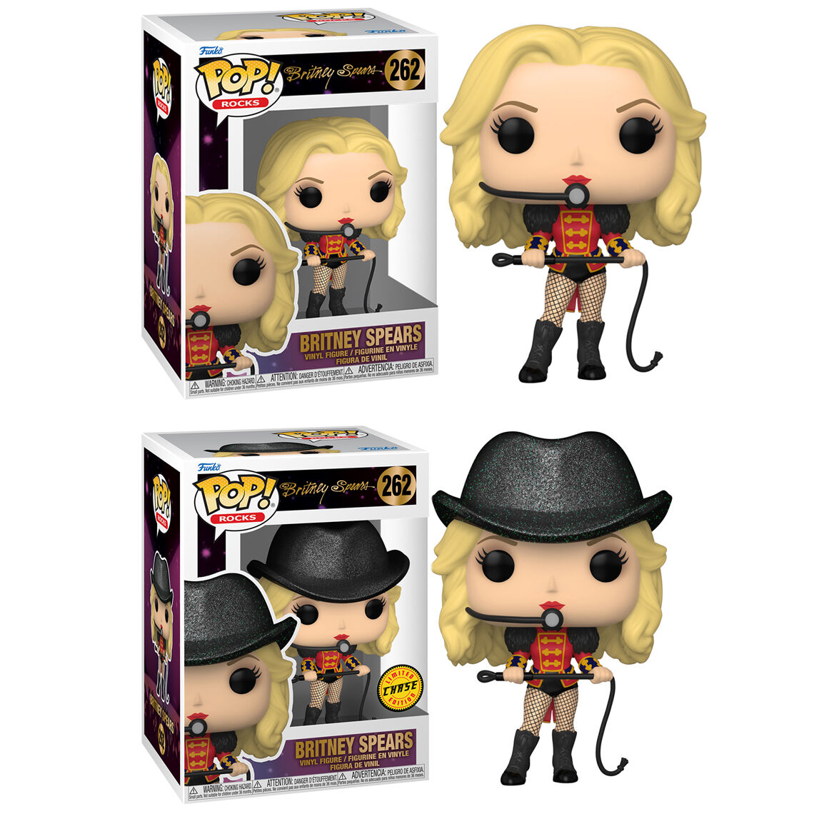 Figurine Funko POP Rocks de Britney Spears en vinyle, hauteur 9 cm, vue avant dans sa boîte fenêtre