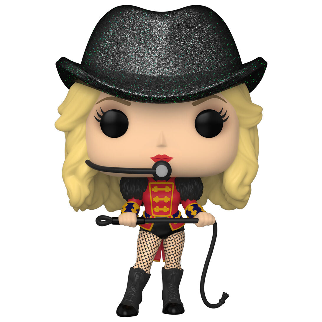 Collection de figurines Funko POP avec Britney Spears au centre, exposée sur une étagère
