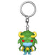 Détail du porte-clés Loki Funko Pocket POP montrant les traits caractéristiques du personnage et sa tenue verte