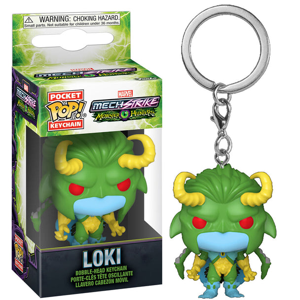 Porte-clés Funko Pocket POP représentant Loki de Marvel Monster Hunters, vue de face avec détails colorés