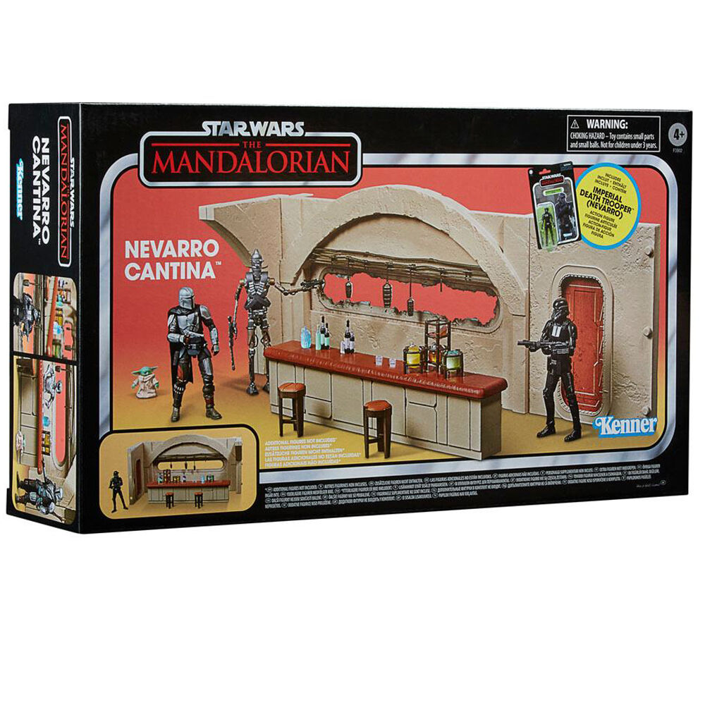 Figurine articulée du Mandalorian de 9,5 cm en tenue complète dans la cantina de Nevarro