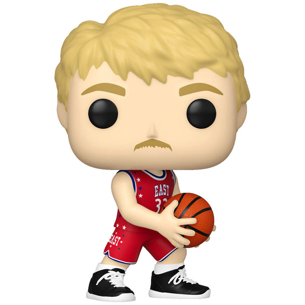 Détail de la figurine Larry Bird Funko POP avec tenue NBA All Star 1983 et ballon de basketball