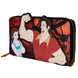 Détail du design coloré et stylisé du portefeuille Loungefly avec Gaston en vedette